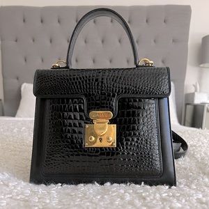 Bally Kelly crocodile black bag